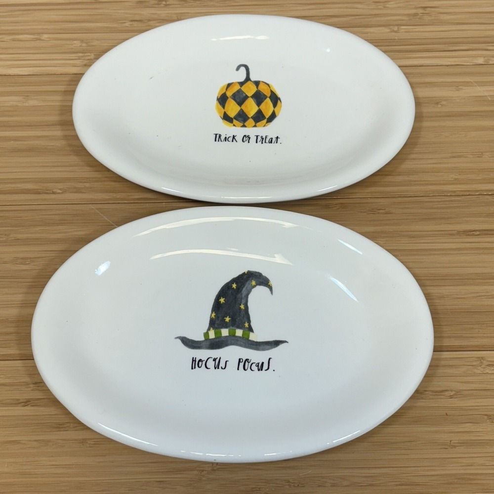 Rae Dunn HALLOWEEN Oval Plates, Hocus Pocus, And‎ Trick Or Treat ceramic